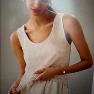 Sunday in Brooklyn Rhinestone Mesh Tank by Anthropologie Medium Ivory